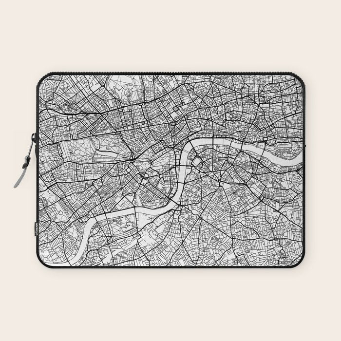 London Map White Laptop Sleeve Gallery Image 1