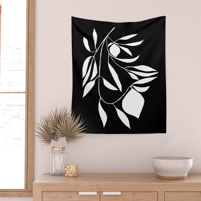 Lemon Tree In Black  Wall Tapestry Gallery Image 2