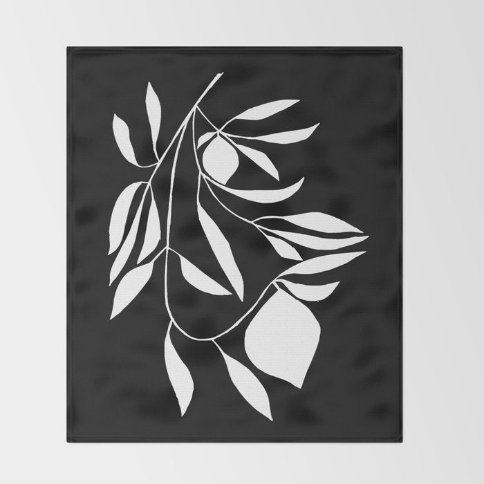 Lemon Tree In Black  Throw Blanket Gallery Image 2