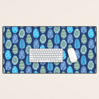 Colorful Folk Art Easter Eggs in Teal & Navy Blue Desk Mat Gallery Image 1