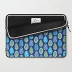 Colorful Folk Art Easter Eggs in Teal & Navy Blue Laptop Sleeve Gallery Image 2