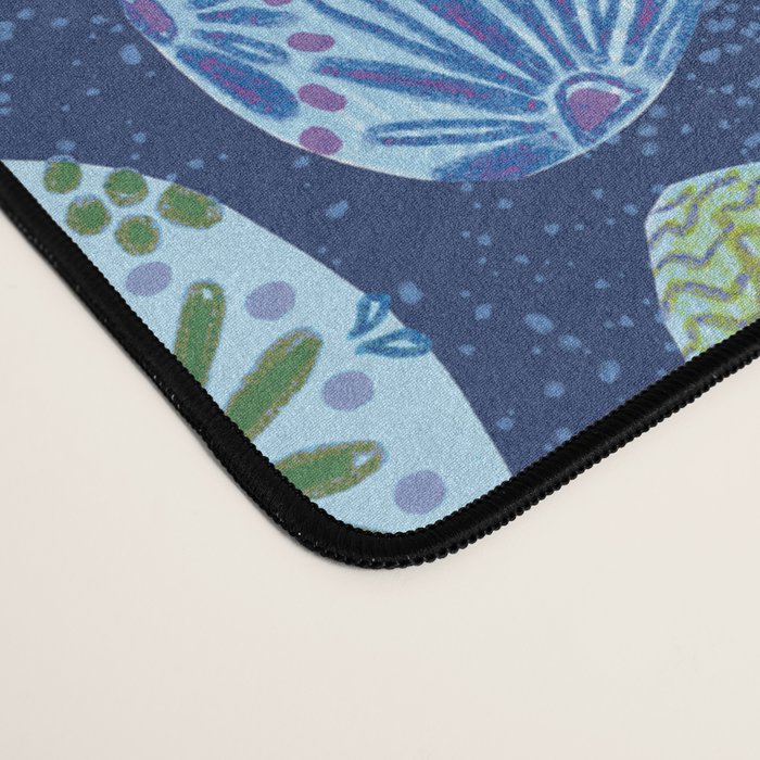 Colorful Folk Art Easter Eggs in Teal & Navy Blue Desk Mat Gallery Image 4