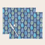 Colorful Folk Art Easter Eggs in Teal & Navy Blue Placemat Gallery Image 1