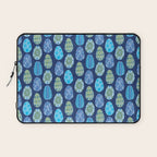 Colorful Folk Art Easter Eggs in Teal & Navy Blue Laptop Sleeve Gallery Image 1