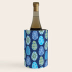 Colorful Folk Art Easter Eggs in Teal & Navy Blue Wine Chiller Gallery Image 2