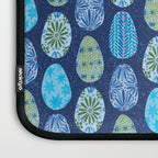 Colorful Folk Art Easter Eggs in Teal & Navy Blue Laptop Sleeve Gallery Image 3