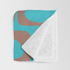 Midcentury Mod Piquet Inspired by PANTONE 17 1230 Color of the Year Mocha Mousse and Blue Curacao Throw Blanket Gallery Image 3