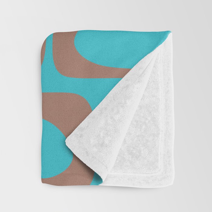 Midcentury Mod Piquet Inspired by PANTONE 17 1230 Color of the Year Mocha Mousse and Blue Curacao Throw Blanket Gallery Image 3
