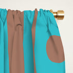 Midcentury Mod Piquet Inspired by PANTONE 17 1230 Color of the Year Mocha Mousse and Blue Curacao Window Curtain Gallery Image 2