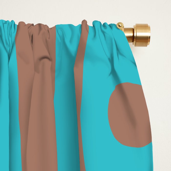 Midcentury Mod Piquet Inspired by PANTONE 17 1230 Color of the Year Mocha Mousse and Blue Curacao Window Curtain Gallery Image 2