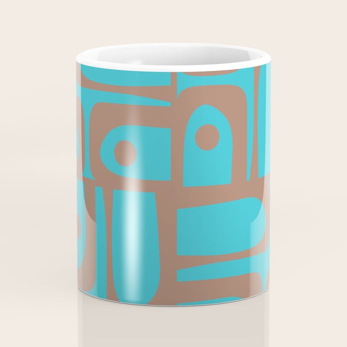 Midcentury Mod Piquet Inspired by PANTONE 17 1230 Color of the Year Mocha Mousse and Blue Curacao Coffee Mug Gallery Image 4