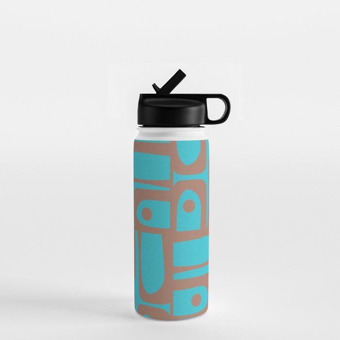 Midcentury Mod Piquet Inspired by PANTONE 17 1230 Color of the Year Mocha Mousse and Blue Curacao Water Bottle Gallery Image 1