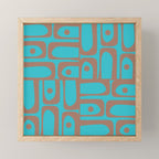 Midcentury Mod Piquet Inspired by PANTONE 17 1230 Color of the Year Mocha Mousse and Blue Curacao Mini Art Print Gallery Image 1