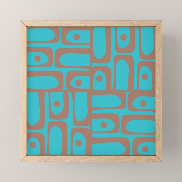 Midcentury Mod Piquet Inspired by PANTONE 17 1230 Color of the Year Mocha Mousse and Blue Curacao Mini Art Print Gallery Image 1