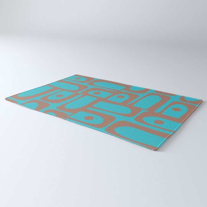 Midcentury Mod Piquet Inspired by PANTONE 17 1230 Color of the Year Mocha Mousse and Blue Curacao Rug Gallery Image 3
