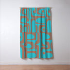 Midcentury Mod Piquet Inspired by PANTONE 17 1230 Color of the Year Mocha Mousse and Blue Curacao Window Curtain Gallery Image 3