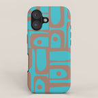 Midcentury Mod Piquet Inspired by PANTONE 17 1230 Color of the Year Mocha Mousse and Blue Curacao iPhone Case Gallery Image 1