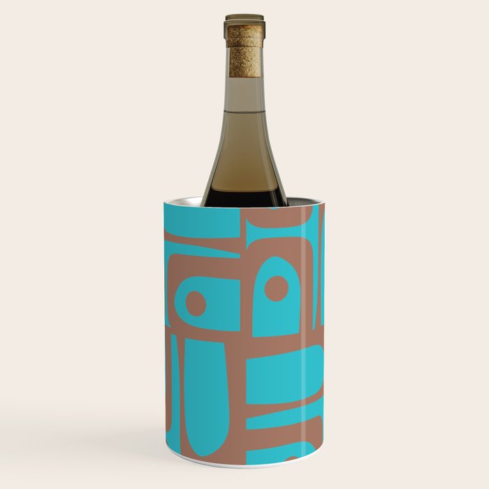 Midcentury Mod Piquet Inspired by PANTONE 17 1230 Color of the Year Mocha Mousse and Blue Curacao Wine Chiller Gallery Image 1