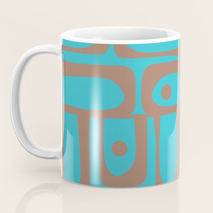 Midcentury Mod Piquet Inspired by PANTONE 17 1230 Color of the Year Mocha Mousse and Blue Curacao Coffee Mug Gallery Image 3