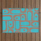 Midcentury Mod Piquet Inspired by PANTONE 17 1230 Color of the Year Mocha Mousse and Blue Curacao Outdoor Rug Gallery Image 1
