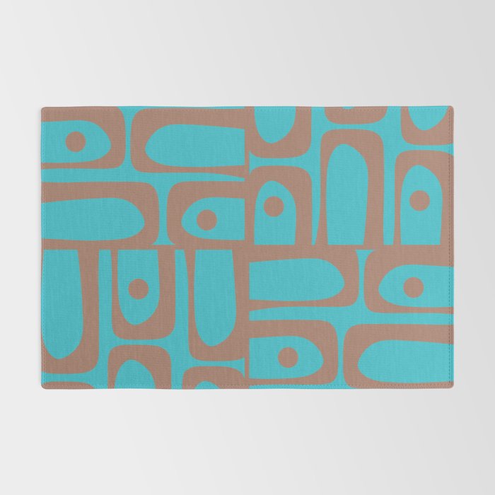 Midcentury Mod Piquet Inspired by PANTONE 17 1230 Color of the Year Mocha Mousse and Blue Curacao Rug Gallery Image 2