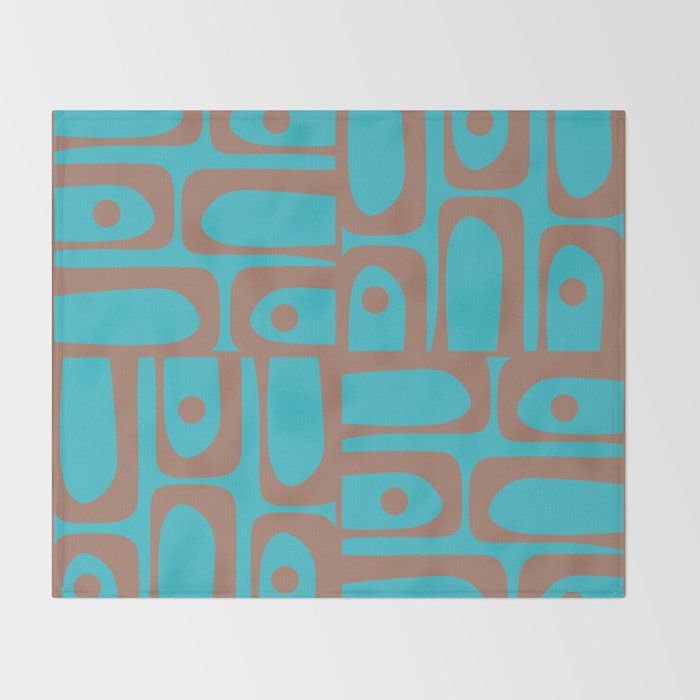 Midcentury Mod Piquet Inspired by PANTONE 17 1230 Color of the Year Mocha Mousse and Blue Curacao Throw Blanket Gallery Image 2