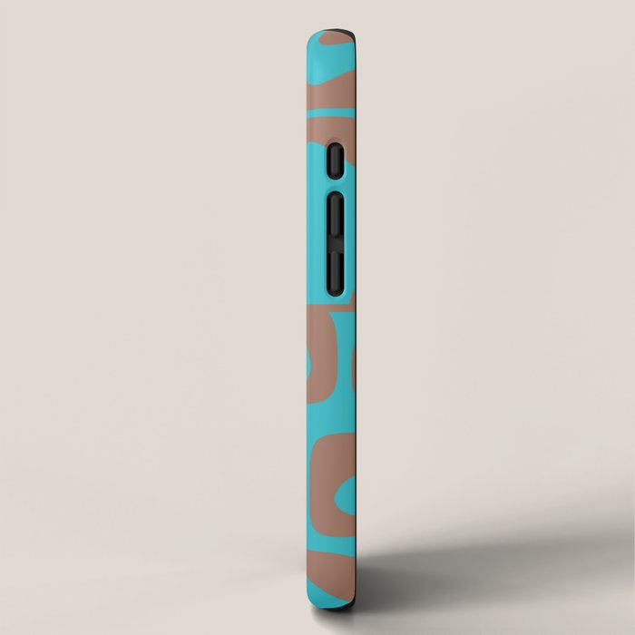 Midcentury Mod Piquet Inspired by PANTONE 17 1230 Color of the Year Mocha Mousse and Blue Curacao iPhone Case Gallery Image 2