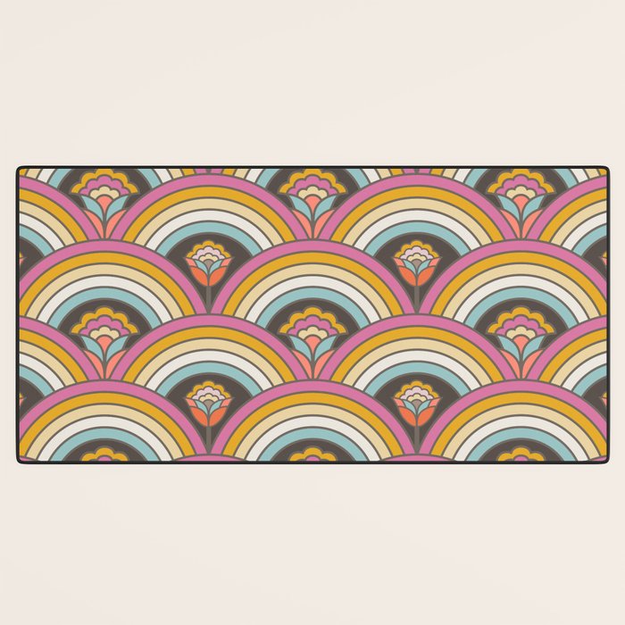 Retro Rainbow Flowers - multi-color Desk Mat Gallery Image 3