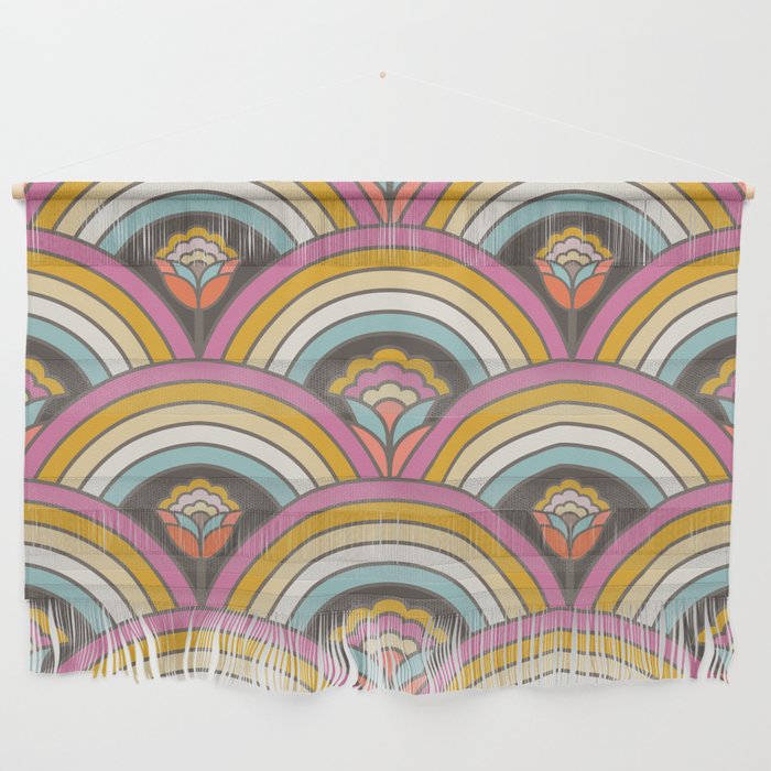 Retro Rainbow Flowers - multi-color Wall Hanging Gallery Image 1