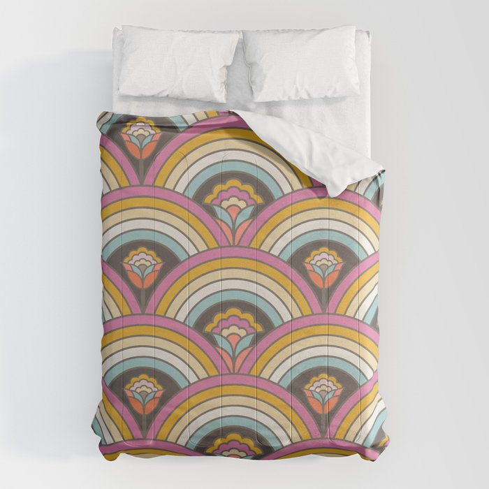 Retro Rainbow Flowers - multi-color Comforter Gallery Image 6