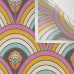 Retro Rainbow Flowers - multi-color Wall Tapestry Gallery Image 3