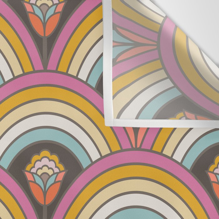 Retro Rainbow Flowers - multi-color Wall Tapestry Gallery Image 3