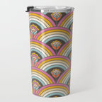 Retro Rainbow Flowers - multi-color Travel Mug Gallery Image 3