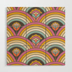 Retro Rainbow Flowers - multi-color Wood Wall Art Gallery Image 1