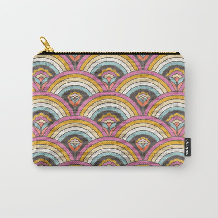Retro Rainbow Flowers - multi-color Carry All Pouch Gallery Image 1