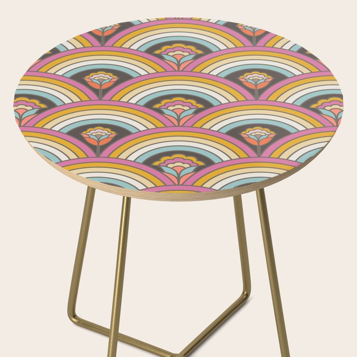 Retro Rainbow Flowers - multi-color Side Table Gallery Image 2