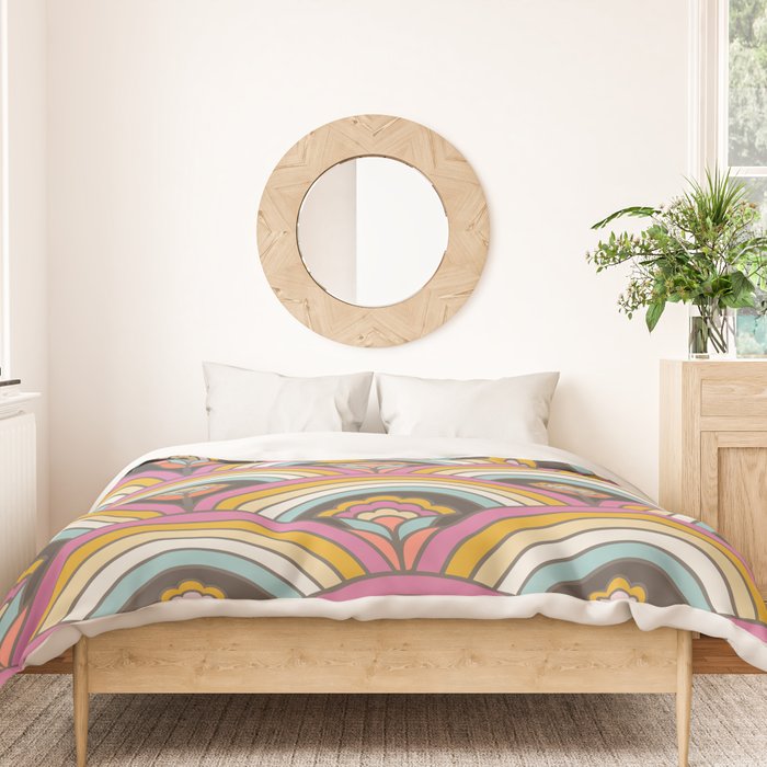 Retro Rainbow Flowers - multi-color Duvet Cover Gallery Image 3