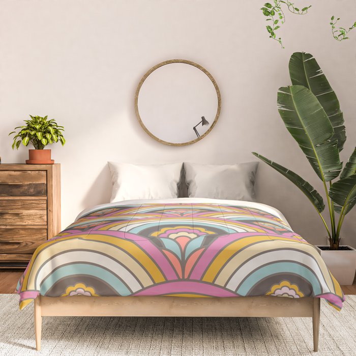 Retro Rainbow Flowers - multi-color Comforter Gallery Image 3