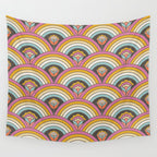 Retro Rainbow Flowers - multi-color Wall Tapestry Gallery Image 4