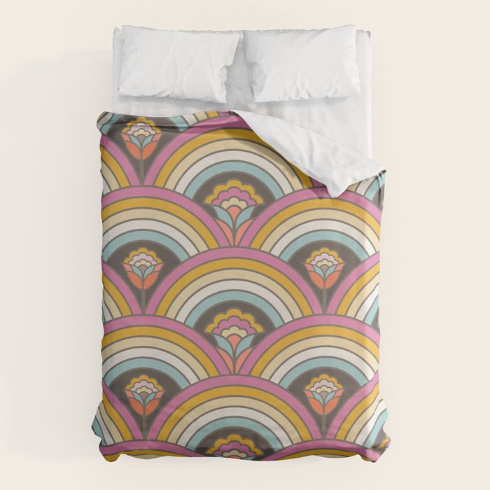 Retro Rainbow Flowers - multi-color Duvet Cover Gallery Image 6