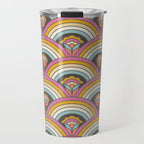 Retro Rainbow Flowers - multi-color Travel Mug Gallery Image 1