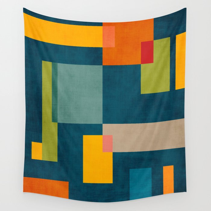 Geometric Colorful Modern Design Artwork  Wall Tapestry Gallery Image 1