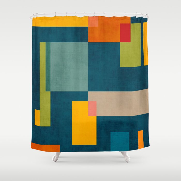 Geometric Colorful Modern Design Artwork  Shower Curtain Gallery Image 1