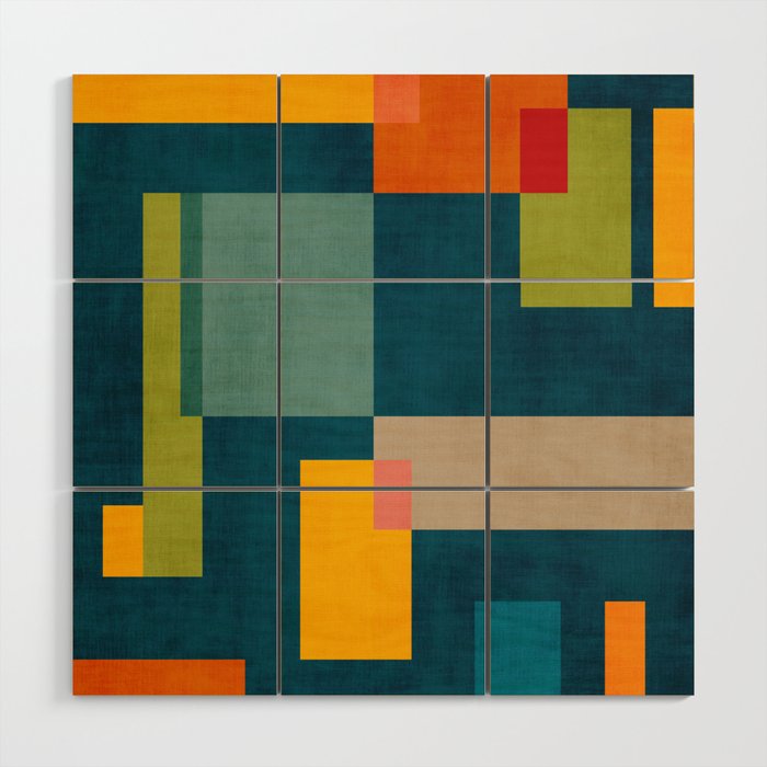 Geometric Colorful Modern Design Artwork  Wood Wall Art Gallery Image 1