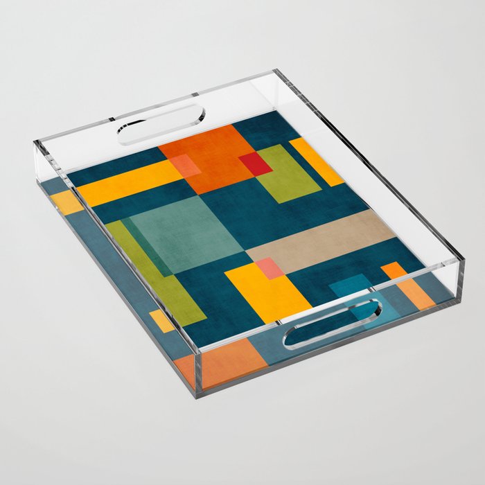 Geometric Colorful Modern Design Artwork  Acrylic Tray Gallery Image 1
