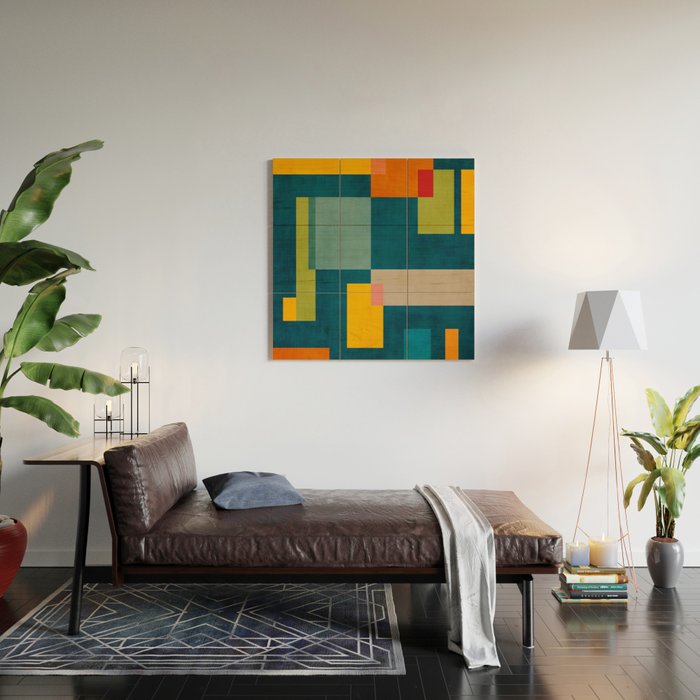 Geometric Colorful Modern Design Artwork  Wood Wall Art Gallery Image 2