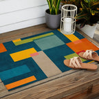Geometric Colorful Modern Design Artwork  Outdoor Rug Gallery Image 2