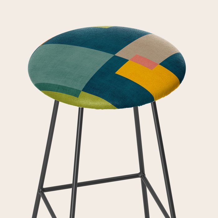 Geometric Colorful Modern Design Artwork  Stool Gallery Image 2