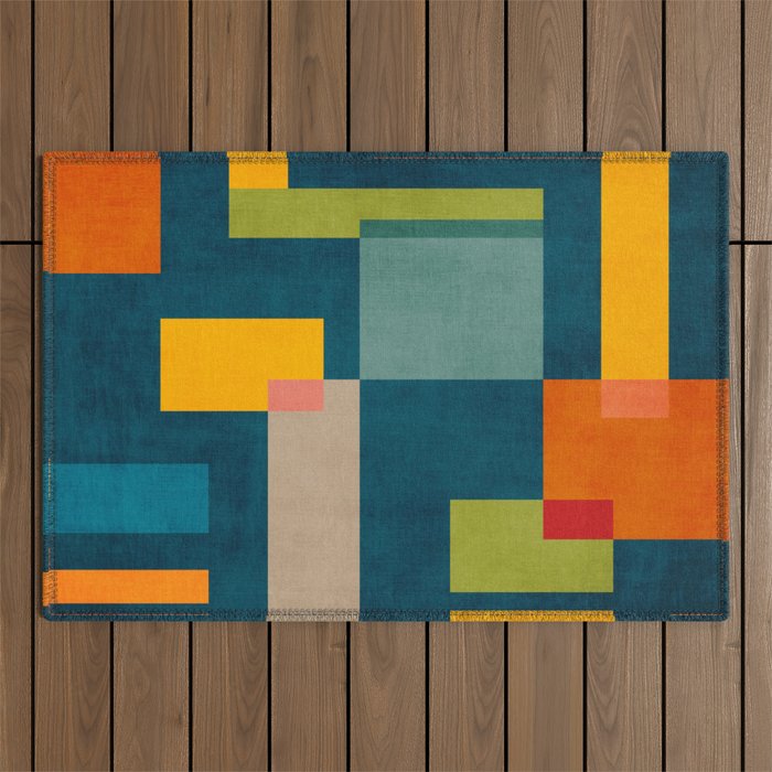 Geometric Colorful Modern Design Artwork  Outdoor Rug Gallery Image 1