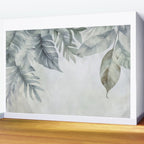 Calm Tropical Foliage Pastel Teal And Grey Wall Mural Gallery Image 2
